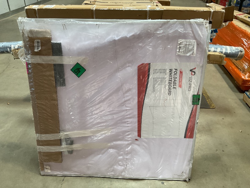 Photo 1 of *** MAJOR DAMAGE***VIZ-PRO Magnetic Dry Erase Board, 96 X 48 Inches, Foldable Wall-Mounted Whiteboard with Silver Aluminum Frame & Marker Tray for School Office and Home 8' X 4'