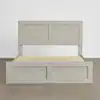 Photo 1 of *** BOX 2 ONLY***Talia Gray Wood Frame Full Platform Bed with High Headboard Design, Solid Wood Legs, Sound-Absorbing Foam for Bedroom
