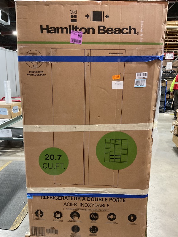 Photo 1 of *** MINOR DAMAGE***Hamilton Beach HBF2064 20.6 cu ft Counter Depth Full Size Refrigerator, Side Doors, Stainless