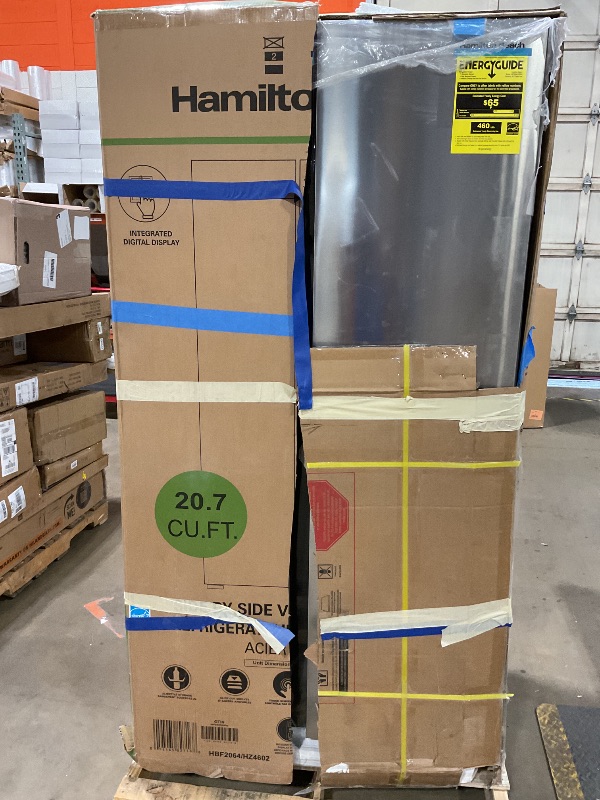 Photo 1 of *** MINOR DAMAGE***Hamilton Beach HBF2064 20.6 cu ft Counter Depth Full Size Refrigerator, Side Doors, Stainless