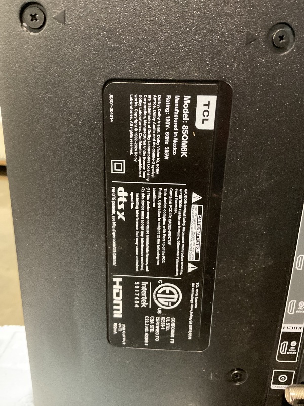 Photo 1 of *** WILL NOT POWER ON***TCL 85 Inch Class QM6K Series | Mini LED QLED 4K HDR | 85QM6K, 2025 Model | 120HZ-144HZ High Brightness Smart Google TV Dolby Atmos Onkyo Audio | Voice Remote Alexa Gaming Streaming Television