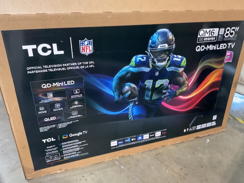 Photo 1 of *** WILL NOT POWER ON***TCL 85 Inch Class QM6K Series | Mini LED QLED 4K HDR | 85QM6K, 2025 Model | 120HZ-144HZ High Brightness Smart Google TV Dolby Atmos Onkyo Audio | Voice Remote Alexa Gaming Streaming Television