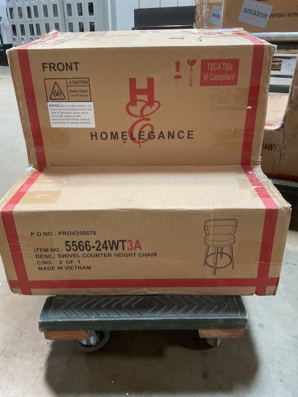 Photo 1 of *** BOX A ONLY ***Lexicon Counter Height Stools Set of 2 - Appert Upholstered Swivel Counter Stools with Backs, Sturdy Metal Frame, Legs, 25 Inch Seat Height, Leather, Padded Seat, Back Rest, Foot Rest Bar, White