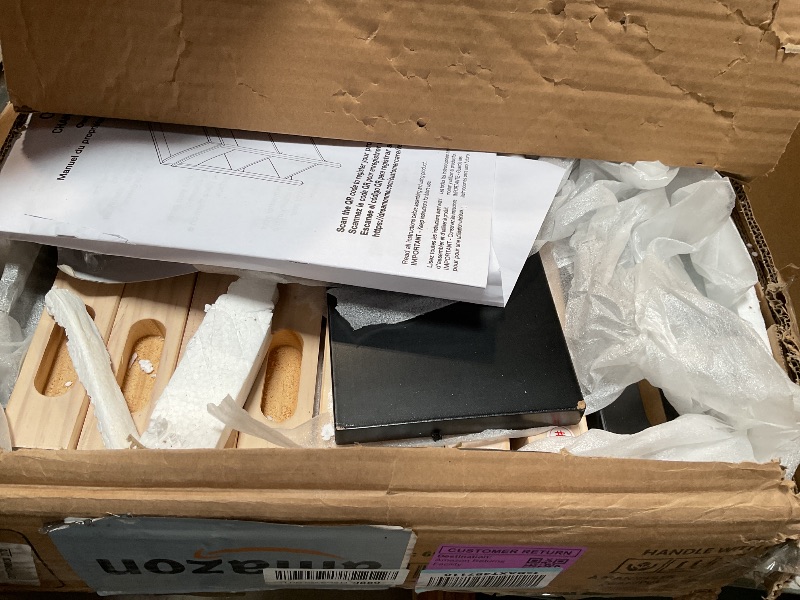 Photo 1 of *** MINOR DAMAGE***Dream On Me Owen Baby Changing Table, Removable Changing Tray, Spacious Top Storage Drawer, Two Open Shelves, Safety Brackets, BSA Certified Modern Nursery Furniture – Matte Black Vintage Oak