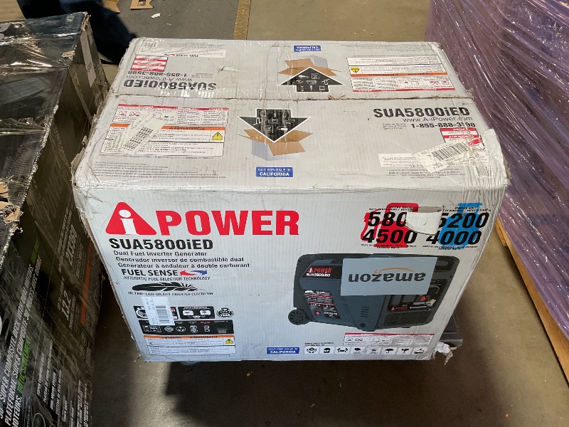 Photo 1 of **FOR PARTS/ BROKEN*** A-iPower 5800-Watt Dual Fuel Quiet Portable Inverter Generator, Electric Start RV Ready, EPA & CARB Compliant CO Sensor, with Telescopic Handle for Backup Home Use, Tailgating & Camping (SUA5800iED)