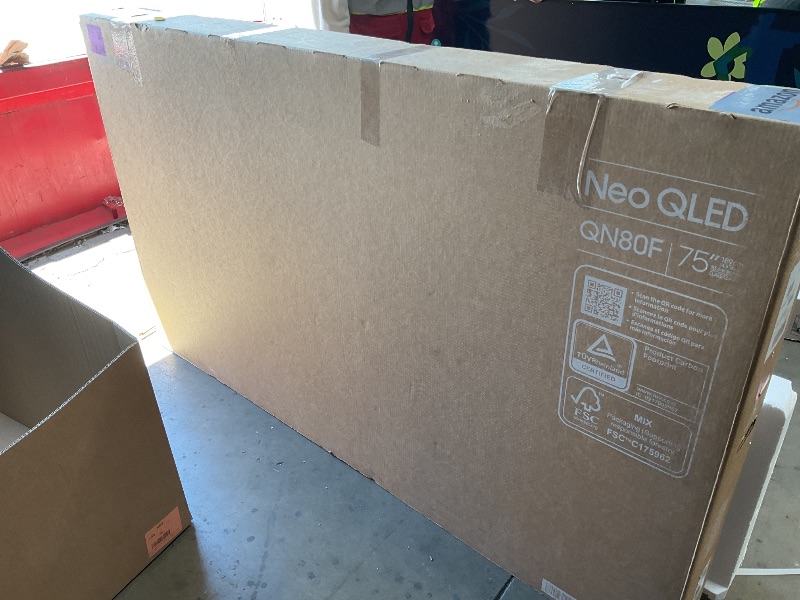 Photo 1 of *** USED/MISSING REMOTE, POWER CORD, AND HARDWARE***Samsung 75-Inch Class Neo QLED 4K QN80F Series, Vision AI, Mini LED Smart TV (2025 Model, 75QN80F) Neo Quantum HDR, Object Tracking Sound Lite w/Dolby Atmos, NQ4 AI Gen2 Processor, Alexa Built-in