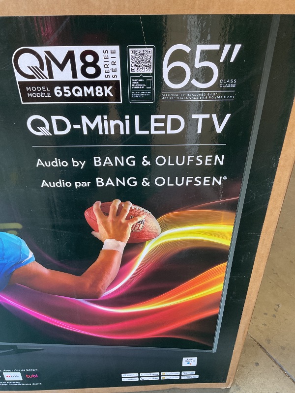Photo 1 of ***Received an error upon powering up.*** TCL 65 Inch Class QM8K Series | Mini LED QLED 4K HDR | 65QM8K, 2025 Model | 120HZ-144HZ Anti Reflective Wide Angle Screen Smart Google TV Dolby Atmos | Voice Remote Alexa Gaming Streaming Television