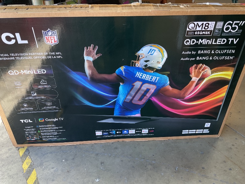 Photo 1 of ***Received an error upon powering up.*** TCL 65 Inch Class QM8K Series | Mini LED QLED 4K HDR | 65QM8K, 2025 Model | 120HZ-144HZ Anti Reflective Wide Angle Screen Smart Google TV Dolby Atmos | Voice Remote Alexa Gaming Streaming Television