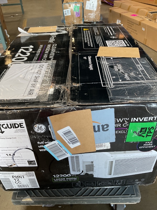 Photo 1 of *** USED/MAJOR DAMAGE/UNKNOWN MISSING PARTS OR HARDWARE ***GE Profile ClearView Inverter Window Air Conditioner Unit, 12,200 BTU, Energy Efficient Cooling up to 550 sq ft., Ultra Quiet, SMART Home Capable, Includes Remote, White