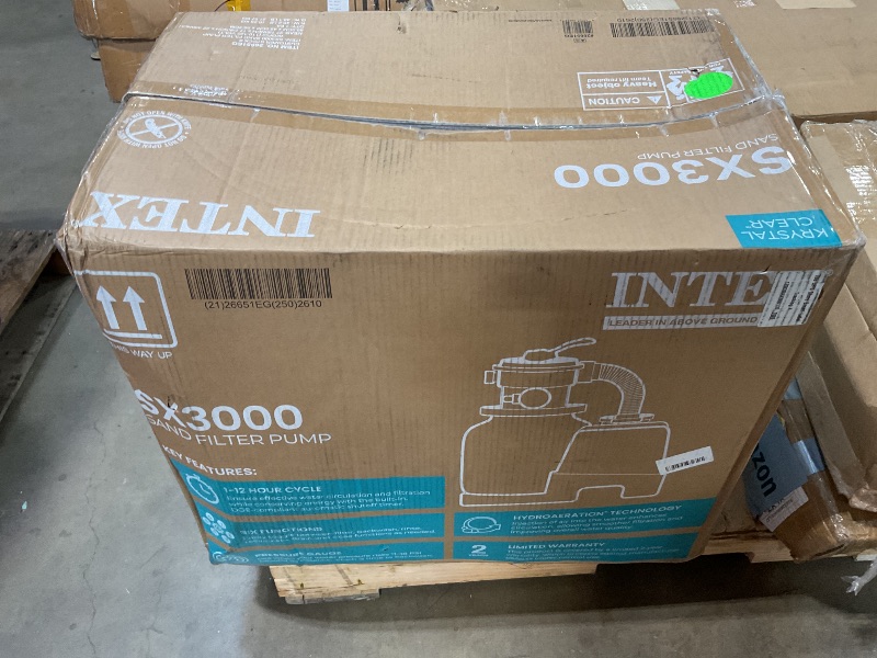 Photo 1 of *** USED/MINOR DAMAGE/UNKNOWN MISSING PARTS OR HARDWARE***INTEX 3,000 GPH Krystal Clear Sand Filter Pump for Above Ground Pools, Swimming Pool Pump with Automatic Timer - Improved Circulation, Filtration, & Clarity