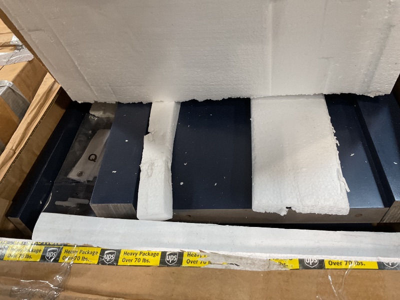 Photo 1 of *** MAJOR DAMAGE/UNKNOWN MISSING PARTS OR HARDWARE***RoyalCraft Buffet Cabinet with Storage, 59" Vintage Sideboard with Adjustable Shelves, Mid Century Modern Painted Credenza Coffee Bar for Kitchen, Dining Room, Entryway, Living Room, Navy Blue