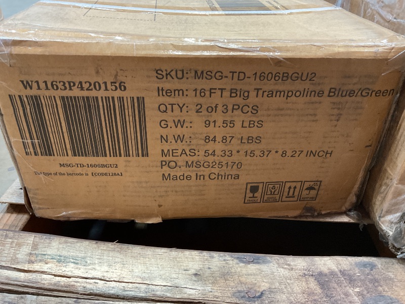 Photo 1 of *** INCOMPLETE SET /FOR PARTS/MISSING NET & SPRINGS /BOX 2 OF THREE ONLY***Lyromix 16FT Trampoline Outdoor with Basketball Hoop, Trampoline with Lights for Kids and Adults, Recreational Trampolin with Sprinkler, Stakes and Storage Bag