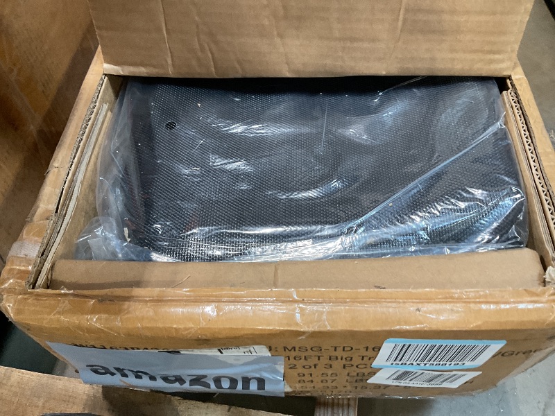 Photo 1 of *** INCOMPLETE SET /FOR PARTS/MISSING NET & SPRINGS /BOX 2 OF THREE ONLY***Lyromix 16FT Trampoline Outdoor with Basketball Hoop, Trampoline with Lights for Kids and Adults, Recreational Trampolin with Sprinkler, Stakes and Storage Bag