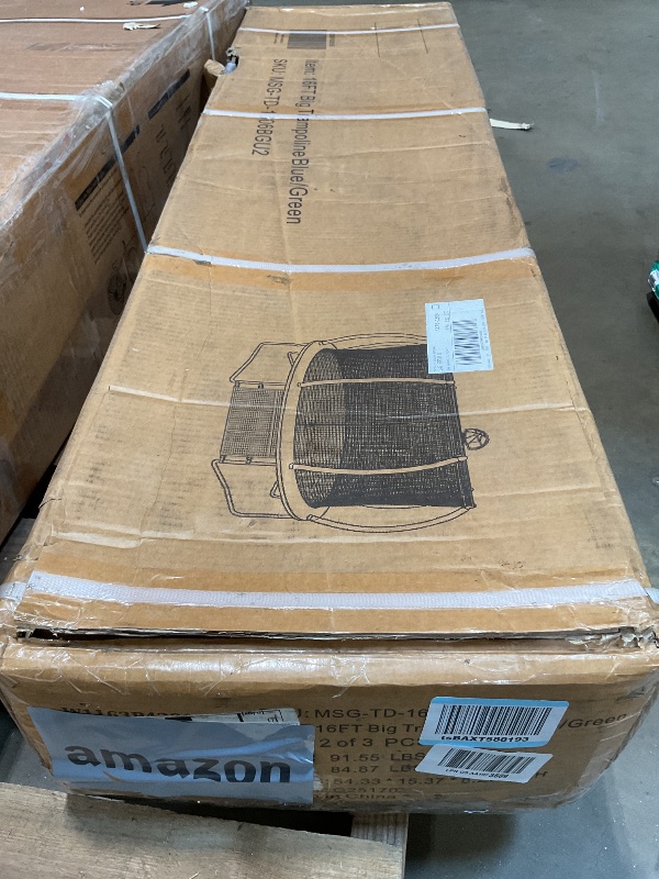Photo 1 of *** INCOMPLETE SET /FOR PARTS/MISSING NET & SPRINGS /BOX 2 OF THREE ONLY***Lyromix 16FT Trampoline Outdoor with Basketball Hoop, Trampoline with Lights for Kids and Adults, Recreational Trampolin with Sprinkler, Stakes and Storage Bag