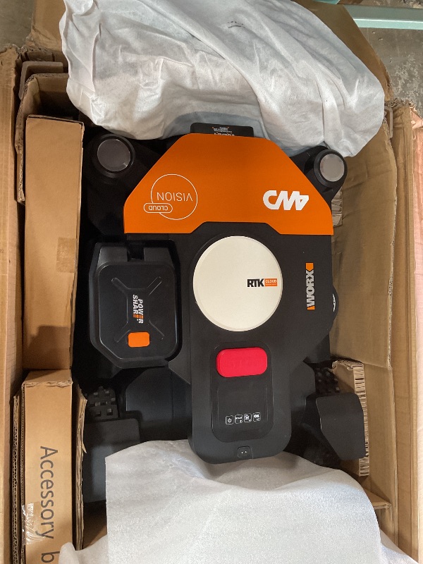 Photo 1 of *** USED/MINOR DAMAGE***Worx Landroid Vision Cloud 4WD Robot Lawn Mower, No Perimeter Wire Robot Mower for 1 Acre, AI Obstacle Avoidance + RTK Cloud Navigation, 84% Slope, Auto Mapping, App Control, Cut-to-Zero, WR344