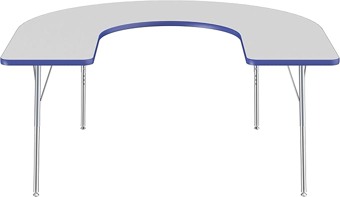 Photo 1 of *** MINOR DAMAGE/TABLE TOP ONLY***FDP Horseshoe Activity School and Office Table (60 x 66 inch), Standard Legs with Swivel Glides, Adjustable Height 19-30 inches