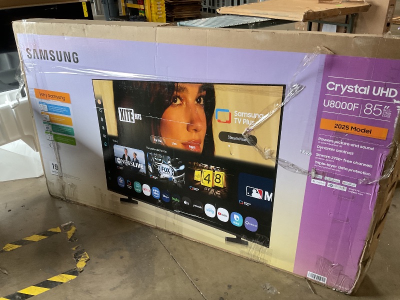 Photo 1 of *** MAJOR DAMAGE/USE FOR PARTS ONLY***Samsung 85-Inch Class Crystal UHD U8000F 4K Smart TV (2025 Model) Endless Free Content, Crystal Processor 4K, MetalStream Design, Knox Security, Alexa Built-in