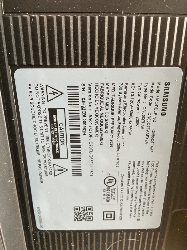 Photo 1 of *** FOR PARTS ONLY DAMAGED DISPLAY *** Samsung 85-Inch Class QLED Q7F Series Samsung Vision AI Smart TV (2025 Model, 85Q7F) Quantum HDR, Object Tracking Sound Lite, Q4 AI Gen1 Processor, 4K upscaling, Gaming Hub, Alexa Built-in