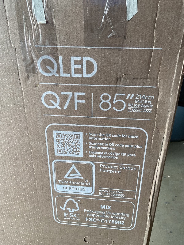Photo 1 of *** FOR PARTS ONLY DAMAGED DISPLAY *** Samsung 85-Inch Class QLED Q7F Series Samsung Vision AI Smart TV (2025 Model, 85Q7F) Quantum HDR, Object Tracking Sound Lite, Q4 AI Gen1 Processor, 4K upscaling, Gaming Hub, Alexa Built-in