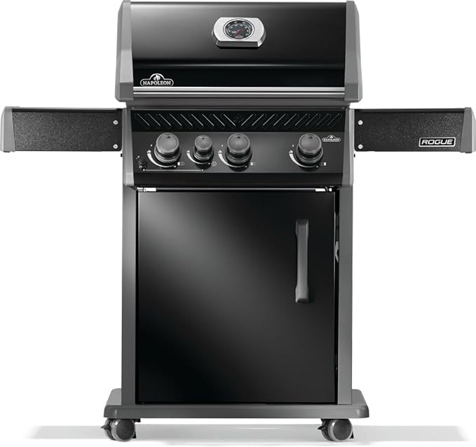 Photo 1 of *** MINOR DAMAGE/MISSING MULTIPLE PARTS***Napoleon Rogue 425 Propane Gas Grill with Range Side Burner, Black, 3 Stainless Steel Main Burners, Durable Grilling Power