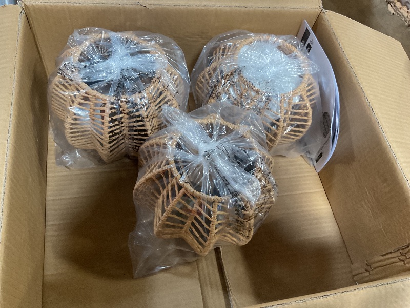 Photo 1 of ****Parts only AyshwillDec 3 Pack Wicker Pendant Light Natural Woven Pendant Light Boho Chandelier Light Fixture Dome Rustic Farmhouse Pendant Lights Rattan Light Fixture for Dining Room Kitchen Island (Bulb Incl.)