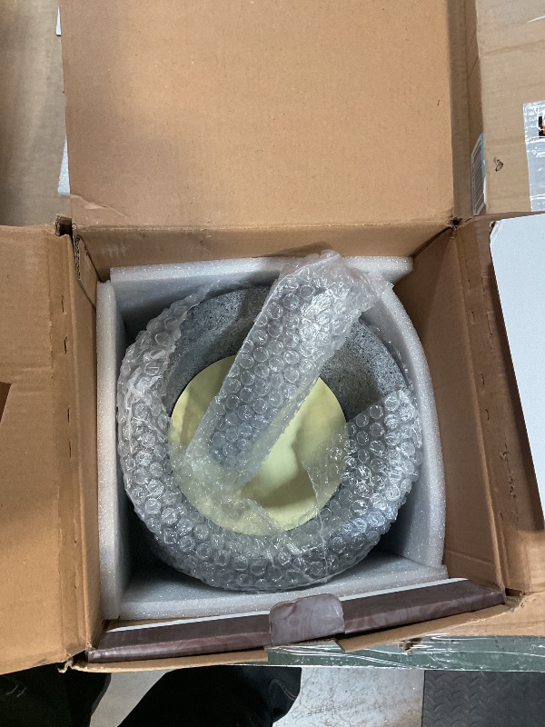 Photo 1 of *ONLY ONE PESTLE* Comie Mortar and Pestle Set,Heavy Duty,Unpolished Granite,8Inch-5Cup Capacity,Grinder for Spices and Seeds,Grinding,Crushing and Mashing Spices,Nuts,for Guacamole,Garlic Sauce,Gray.