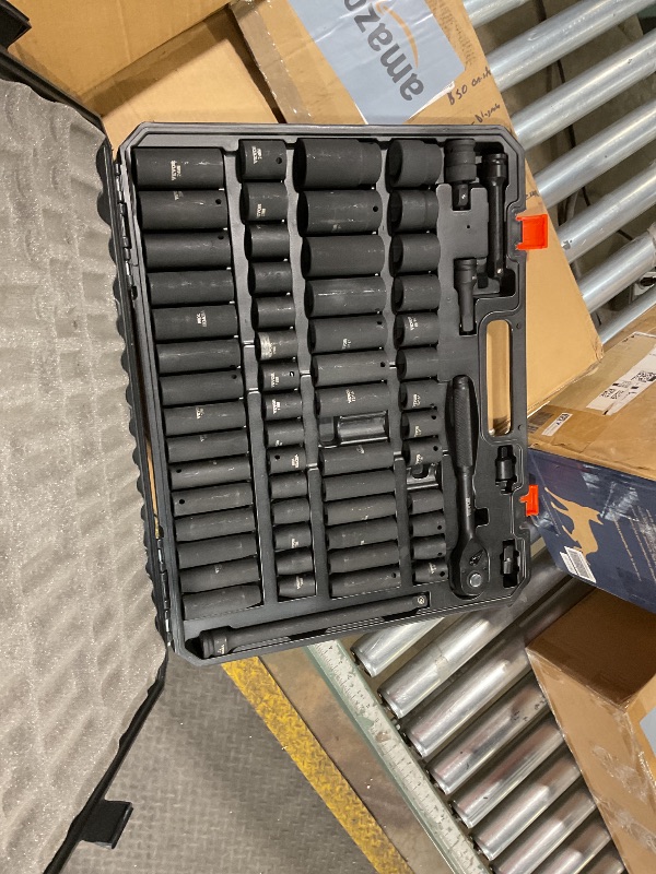 Photo 1 of **MISSING 2 SOCKETS**VEVOR 1/2" Drive Impact Socket Set, 65 Piece SAE 3/8" to 1-1/4" and Metric 10-24mm, 6 Point Cr-V Alloy Steel for Auto Repair, Easy-to-Read Size Markings, Rugged Construction, Storage Case