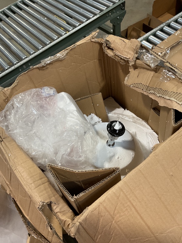 Photo 1 of **DAMAGE TO SHADE SEEN IN PHOTO**Deco 79 Cement Stone Room Table Lamp Pot Inspired Accent Lamp with Textured Exterior, Lamp 16" x 16" x 24", White