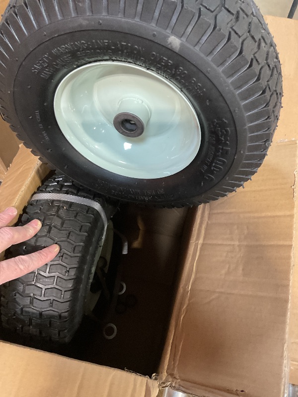 Photo 1 of 2-Pack 13x5.00-6 Front Tire and Wheel Assembly For Riding Lawnmower with 3"-6"Centered Hub,3/4'' or 5/8''Sintered iron Bushing.Turf Tread. (13 x 5.00-6 Tube Type,Turf Tread)