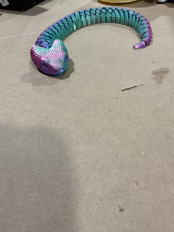 Photo 1 of * SEE SECOND PHOTO, DOES NOT HAVE EYES DEPICTED IN FIRST PHOTO * 3D Printed snake Model,Flexible Realistic Articulated Animal Fidget Toys,Mystery Figurines Gifts for Easter,Executive Desk Funny Décor and Festival Collectible,Easter Basket Stuffers (CH) (c