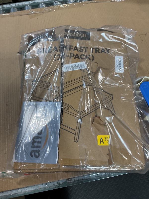 Photo 1 of 2 Pack Breakfast in Bed Tray for Eating, 16.92 x 12.6 Inch Bed Table Tray with Folding Legs & Handles, Bamboo Food Lap Trays Fits for Adult Kids Eating/TV/Surgery Recovery by Easoger. Set of 2