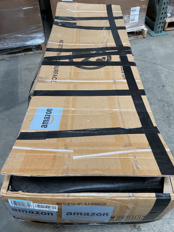 Photo 1 of ***FOR PARTS ONLY / DAMAGED (BROKEN PIECES)***Kiivakii Trampoline 14FT, Outdoor Big Trampolines for Kids and Adults, Recreational Trampolines with Basketball Hoop and Stakes, Big Round Trampoline with Sprinkler for Backyard, Black