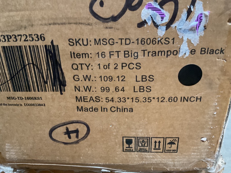 Photo 1 of **MISSING PAD AND NET** Lyromix 16FT Outdoor Trampolines for Kids and Adults, Pumpkin Trampolin with Curved Poles, Recreational Trampolin with Basketball Hoop and Safety Enclosure Net for Kids and Adults