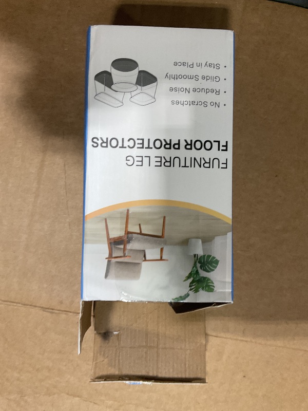 Photo 1 of 24 Pcs Chair Leg Floor Protectors Rectangle, Silicone Felt Furniture Leg Pads Caps Covers for Hardwood Floors, Fit L:1-1/8" to 1-1/2", W:3/4" to 1"