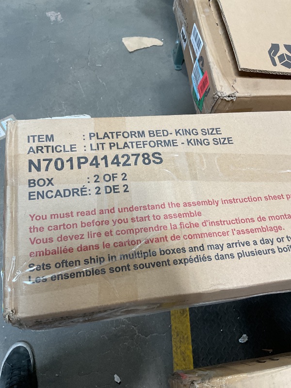 Photo 1 of *partial set box 2/2** Mellow Naturalista Classic - 12 Inch Solid Wood Platform Bed with Wooden Slats, No Box Spring Needed, Easy Assembly, King, Natural Pine