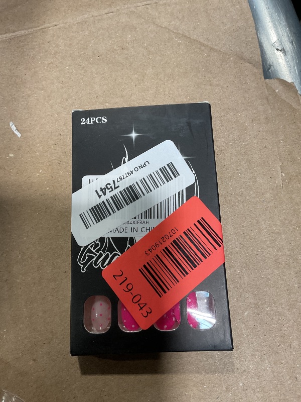 Photo 1 of *** FOR PARTS/ MISSING NAILS*** 24 Pcs Pink Press on Nails Polka Dot Fake Nails Short Oval Nails Press Ons with Design Full Cover Stick on Nail Reusable Artificial Glue on Nail Pink Polka Dot False Nail for Women Manicure