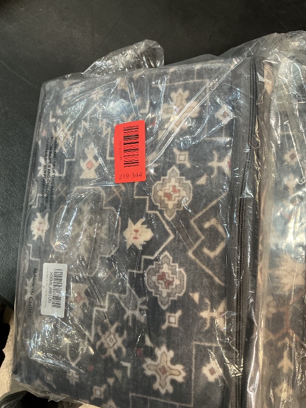 Photo 1 of ***2 RUGS *** Black Boho Washable Entry Rug, 3x4 Rugs for Entryway Kitchen Bathroom Door Mat Indoor Entrance, Non Slip Rubber Backing, Stain & Fade Resistant, Ashen Charcoal Floral Design