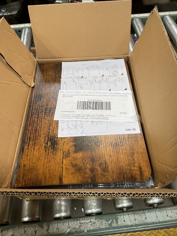 Photo 1 of **PARTS ONLY** Tv Tray Table, 8-Level Adjustable Height Couch Side Table?90° Tilt Angle Adjustments C-Shaped End Table, with Phone & Tablet Slot Sofa Computer Desk for Couch, Sofa, Bed, Chair, Living Room (Brown)