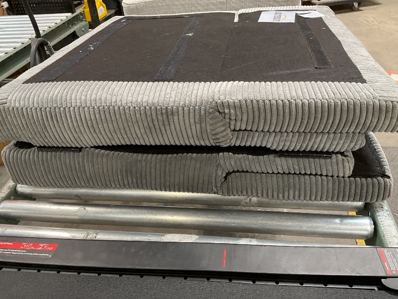 Photo 1 of ***BASE FRAME ONLY, NO LEGS, CUSHION***Marsail Futon Sofa Bed, 66” Futon Couch with Adjustable Backrest & Armrests, Convertible Small Sleeper Sofa Bed for Small Apartments, Study Room, Office, Corduroy Loveseat, Grey