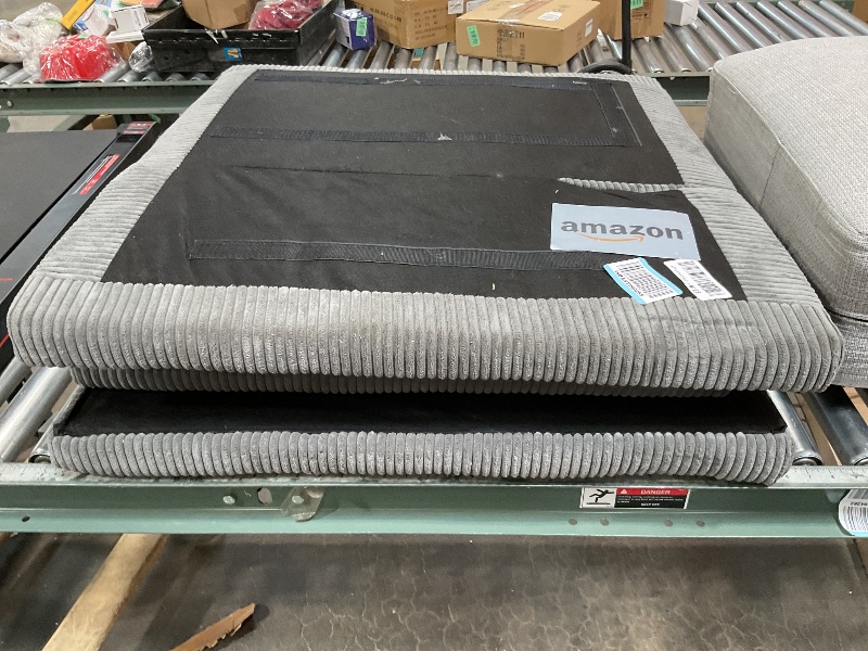 Photo 1 of ***BASE FRAME ONLY, NO LEGS, CUSHION***Marsail Futon Sofa Bed, 66” Futon Couch with Adjustable Backrest & Armrests, Convertible Small Sleeper Sofa Bed for Small Apartments, Study Room, Office, Corduroy Loveseat, Grey