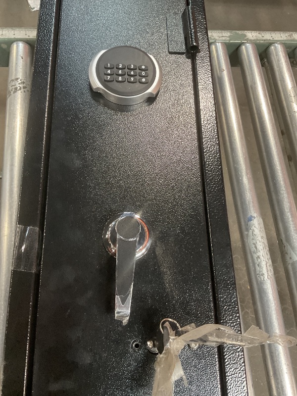 Photo 1 of ***USED, MINOR DAMAGE***Gun Safe, 3-5 Gun Cabinet with Separate Locker, Gun Safe for Rifles and Pistols with Dual Alarm and Mute Mode, Shotgun Safe with LED Light, Rifle Safes for Home with Removable Shelf