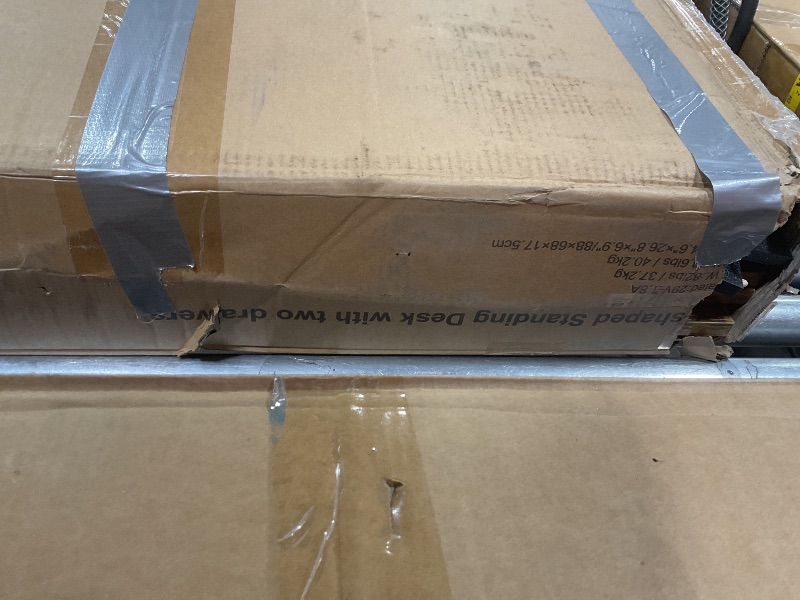 View 4 of ***MISSING HARDWARE ***Agilestic L Shaped Electric Standing Desk with 2 Drawers, 63 Inch Ergonomic Adjustable Height Desk with Storage, Corner Desk Sit Stand up Computer Table for Work Office Home, Rustic Brown