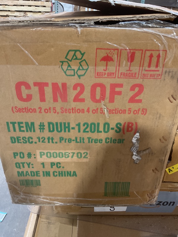 Photo 1 of ***BOX 2 ONLY***National Tree Company 12 ft Pre-Lit Dunhill Fir Artificial Christmas Tree, 1,500 Clear Lights, 7,794 Tips, Includes Stand, Green