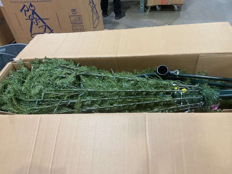 Photo 1 of ***BOX 2 ONLY***National Tree Company 12 ft Pre-Lit Dunhill Fir Artificial Christmas Tree, 1,500 Clear Lights, 7,794 Tips, Includes Stand, Green