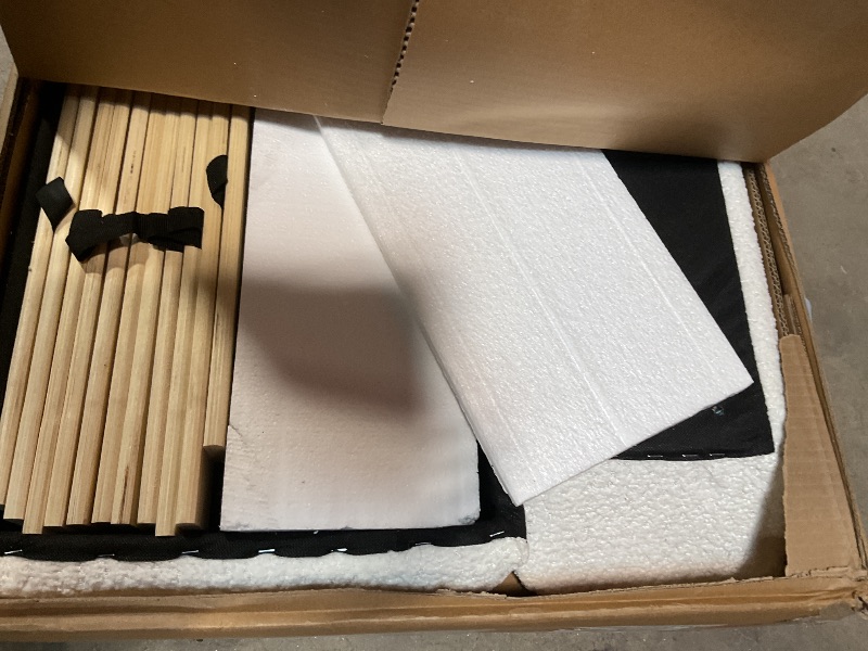 Photo 1 of **ONLY BOX 1 OF 2** Christopher Knight Home Destin Modern California King Size Bed Frame and Headboard, Solid Wood California King Platform Bed Frame with Upholstered Headboard, No Box Spring Needed, Easy Assembly, White