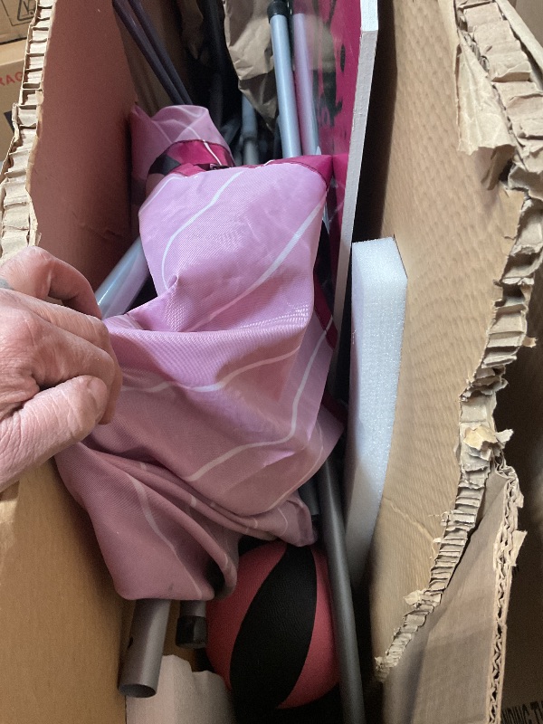 Photo 1 of *** UNKNOWN MISSING HARDWARE ***Danrelax Basketball Arcade Game Indoor, Electronic Basketball Game Dual Shot with 8 Game Modes, LCD Score Display, and 4 Rubber Balls, Basketball Indoor Arcade Game for Home, Pink