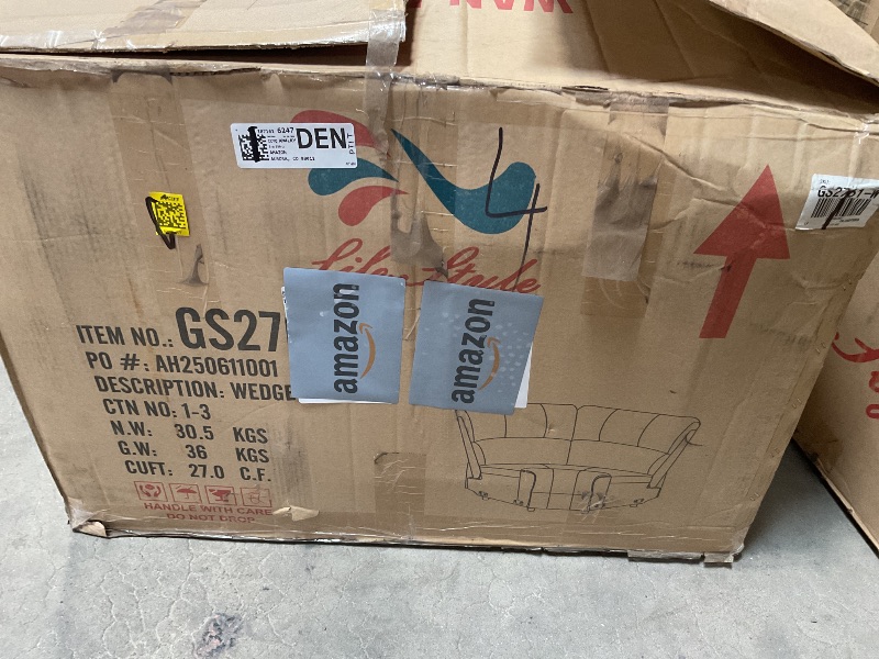 Photo 1 of *** BOX ONE AND TWO ONLY OUT OF THREE***Modern Reclining Sectional Sofa Set, Faux Leather L-Shaped 3-Piece Couch 72.8? with Cup Holders Storage Console, Overstuffed Cushions, Manual Recliner for Living Room & Home Theater (Brown, Set)