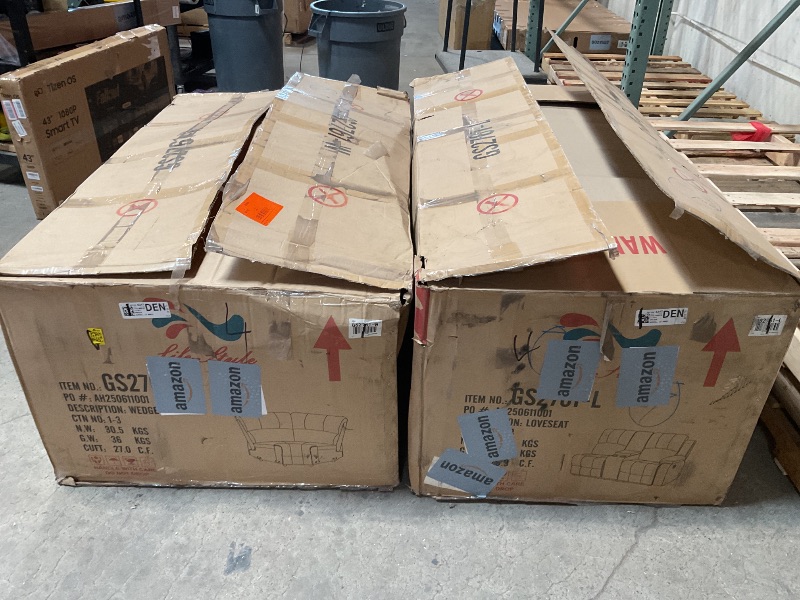 Photo 1 of *** BOX ONE AND TWO ONLY OUT OF THREE***Modern Reclining Sectional Sofa Set, Faux Leather L-Shaped 3-Piece Couch 72.8? with Cup Holders Storage Console, Overstuffed Cushions, Manual Recliner for Living Room & Home Theater (Brown, Set)