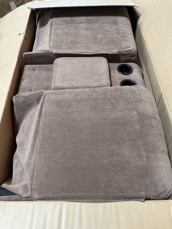 Photo 1 of *** BOX ONE AND TWO ONLY OUT OF THREE***Modern Reclining Sectional Sofa Set, Faux Leather L-Shaped 3-Piece Couch 72.8? with Cup Holders Storage Console, Overstuffed Cushions, Manual Recliner for Living Room & Home Theater (Brown, Set)