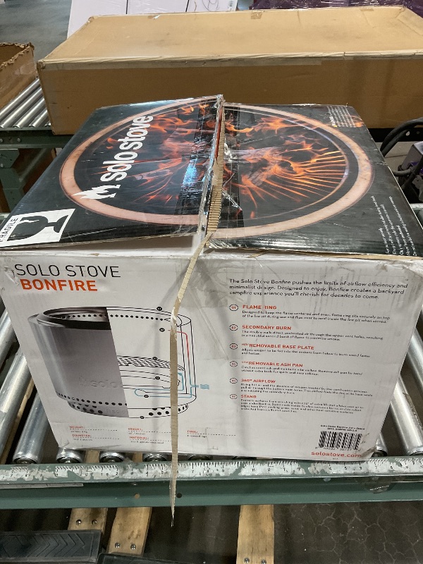Photo 1 of *** USED, MINOR DAMAGE***Solo Stove Bonfire with Stand | 19.5" Smokeless Fire Pit, Removable Ash Pan | Portable Stainless Steel Wood Burning Outdoor Fireplace, Ideal for 4–6 People, 21.75 lbs